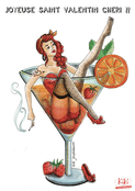 S&eacute;ductrice au verre de cocktail amoureux